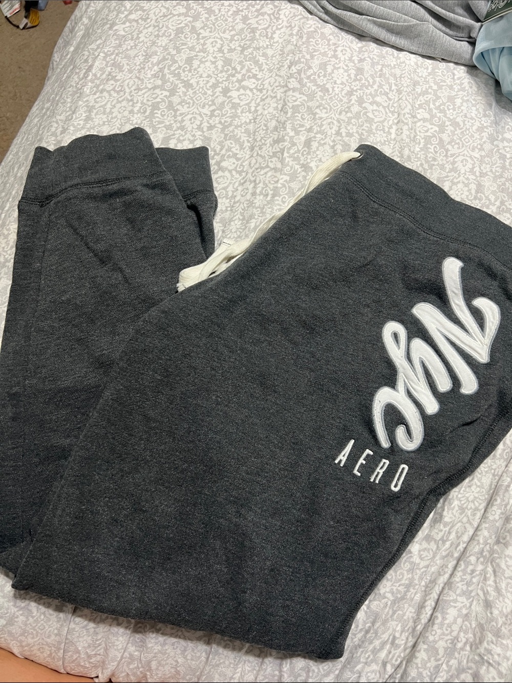 Aeropostale Charcoal Gray Script Jogger Sweatpants